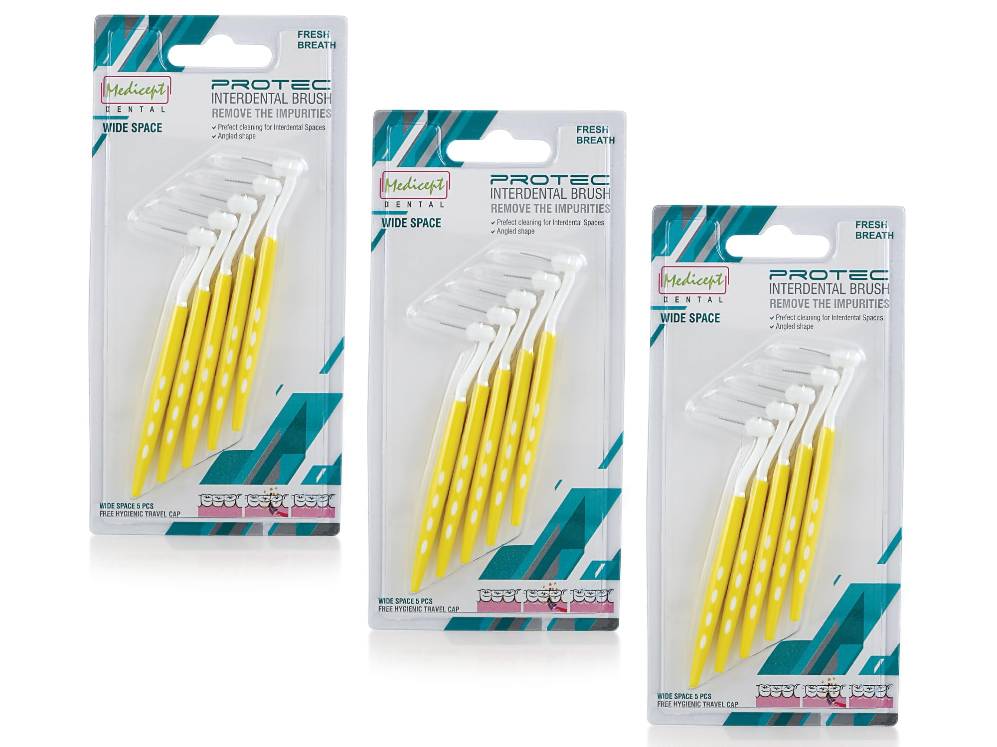 Medicept PROTEC Angled Interdental Brush Wide Space (Yellow)- Pack of 3 (B0CDWMZ14J) Amazon Price History, Amazon Price Tracker
