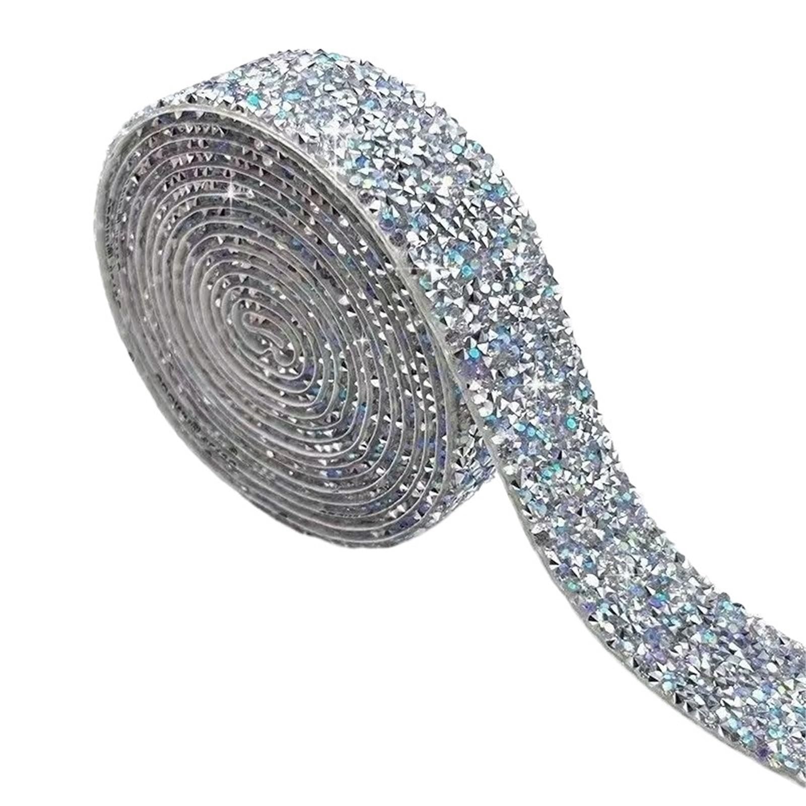 Glitter Tape, DIY Self Adhesive Rhinestone Sticker Diamond Ribbon Strip Roll Home Crafts Multicolor 1-3cm(Multi-Colored,3cm)