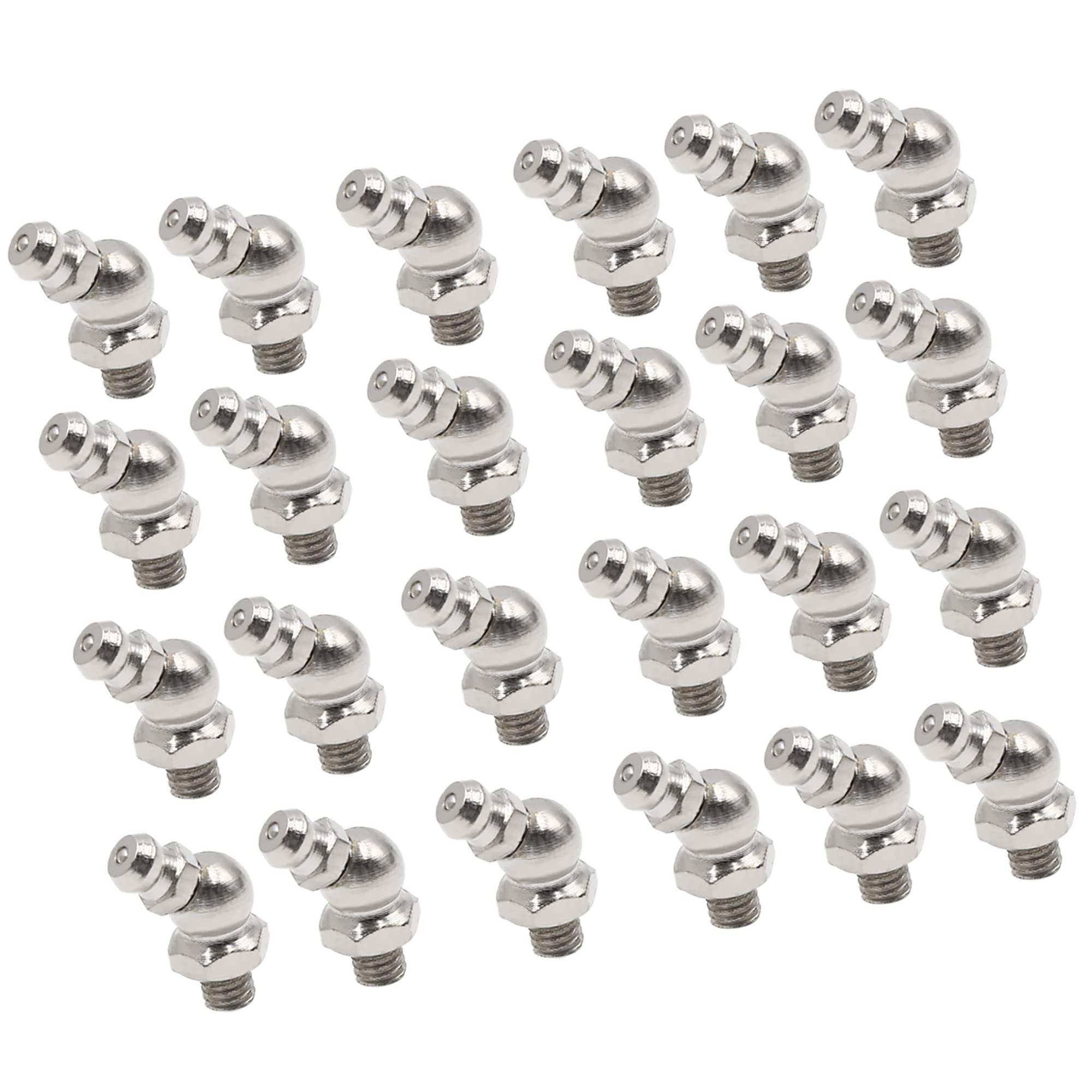 A ABSOPRO Grasso Nipplo Raccordo M6x1 Testina Ingrassatore Nichel Placcato 45 Gradi Angolo (Set di 24)