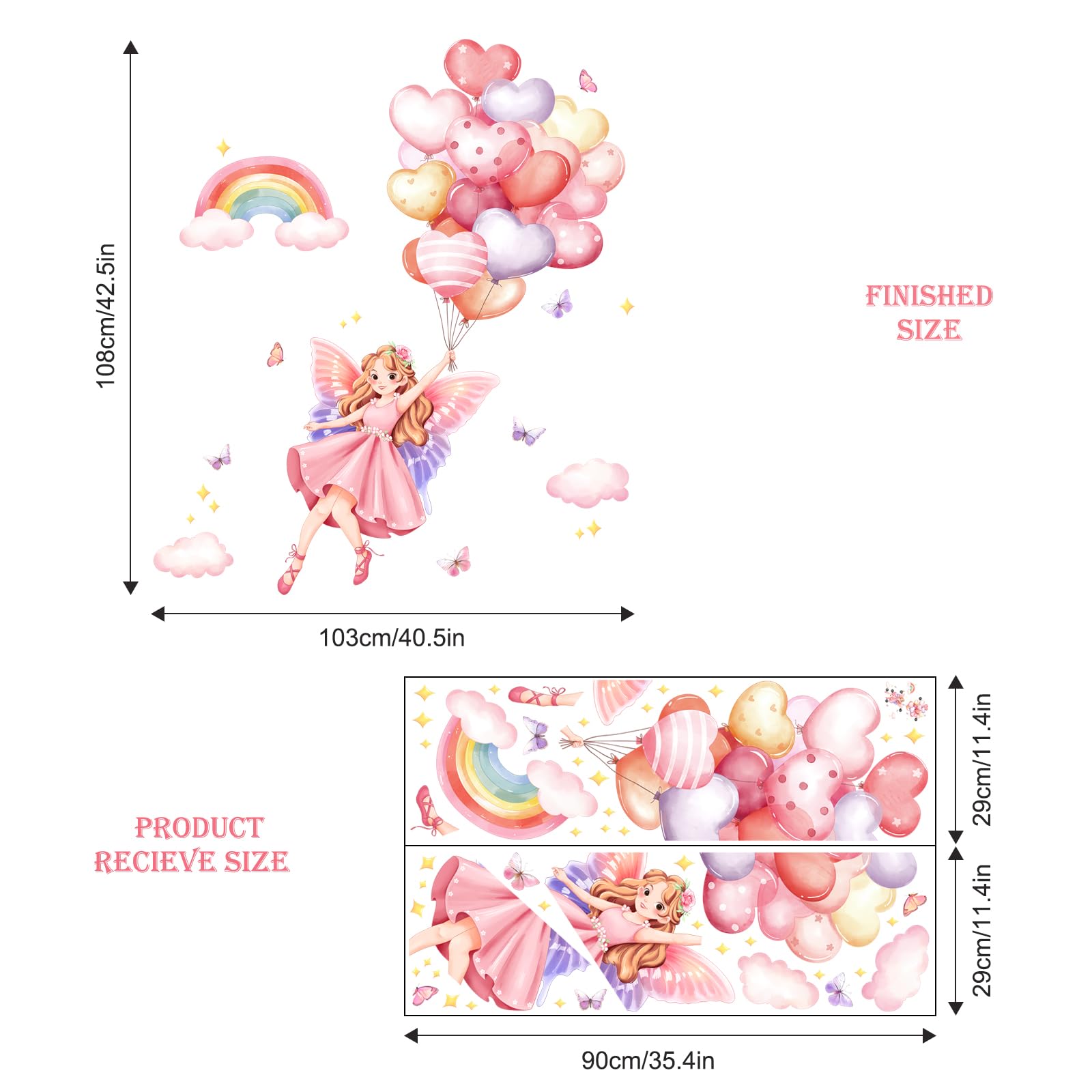 ROFARSO Colorful Cute Lovely Little Princess Hugging Baby Unicorn Wall Stickers For Kids Peel And Stick Removable Wall Decals DIY Decorations Decor For Nursery Baby Girls Bedroom Playroom Living Room