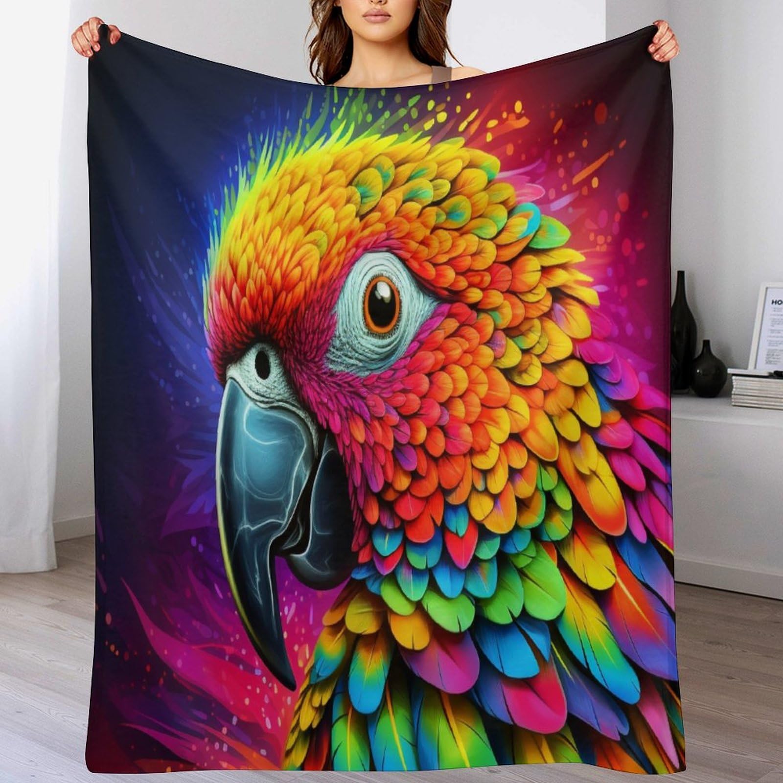 Plaid polaire perroquet pour vos soirées cocooning sur le canapé du salon