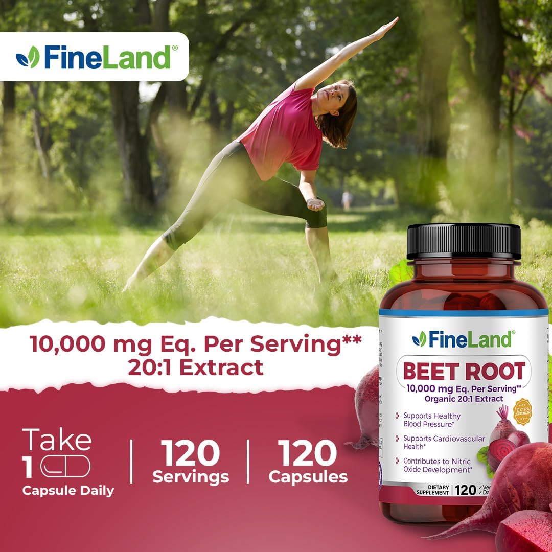 FineLand Beet Root Capsules | Blood Pressure Support 10,000mg Equivalent per Serving | 20:1 Extract,120 Vegan Capsules – Immune System, Circulation & Heart Health – Non GMO, Made in USA - Image 4