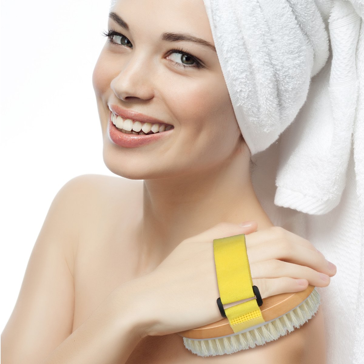 Dry Brushing Body Brush Set, Includes Loofah Back Scrubber, Natural