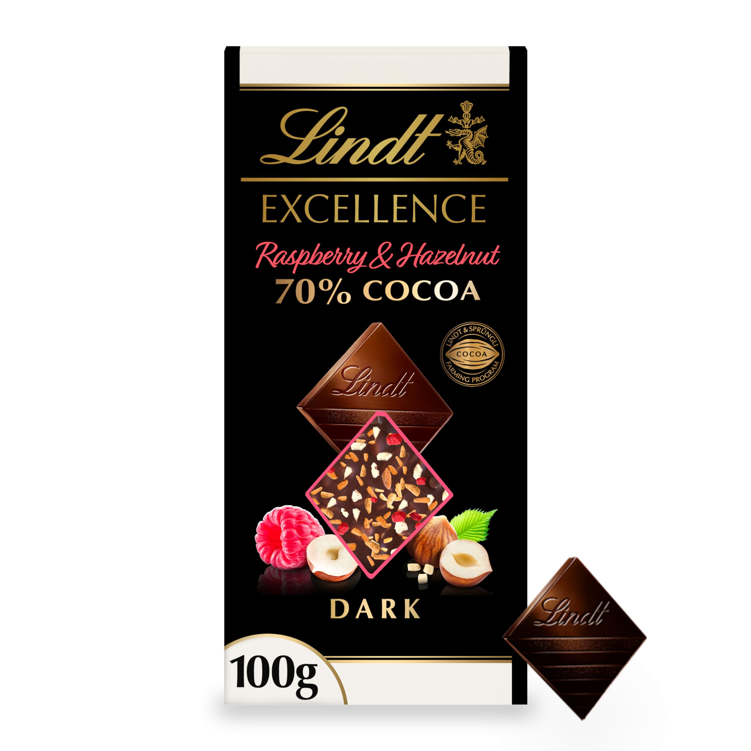 Lindt Excellence Passion Raspberry and Hazelnut Dark Chocolate Bar 100g