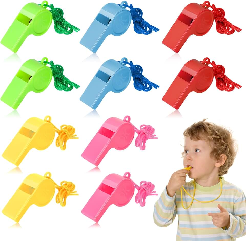 Lot De 2 Sifflets D'urgence Rouges Avec Cordon, Son Fort Et