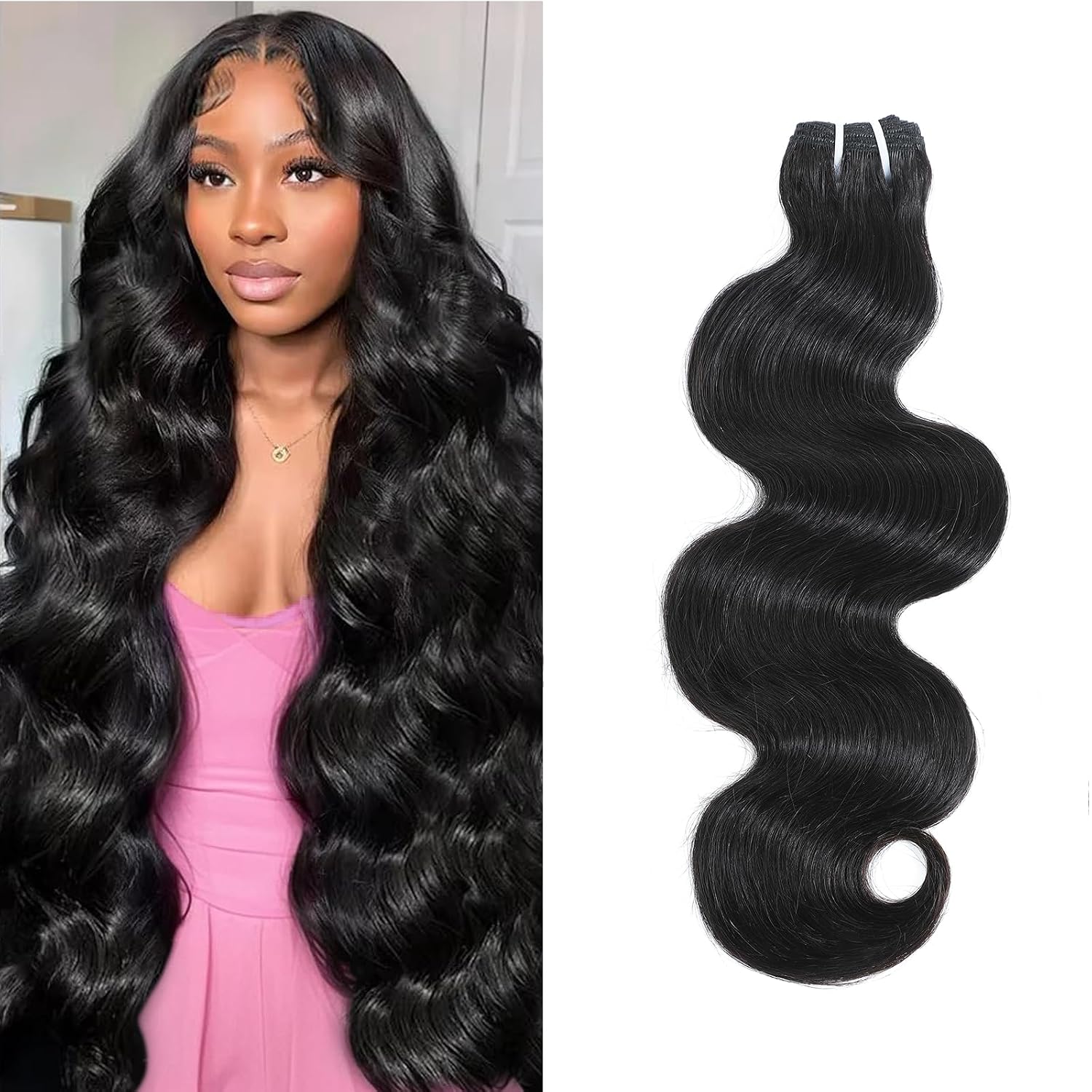 16A Raw Human Hair Bundles,14 Inch 1 Bundles Body Wave Bundles Human Hair,100% Unprocessed Brazilian Virgin Hair,Quick Weave,Hair Extensions Natural Black For Women,3X Longer Lifespan