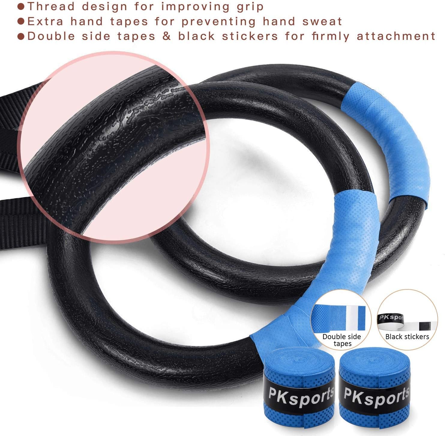 PACEARTH Gymnastic Rings 1100lbs Capacity with 14.76ft Adjustable Buckle Straps Pull Up Exercise Rings Non-Slip Rings for Home Gym Full Body Workout : Sports & Outdoors