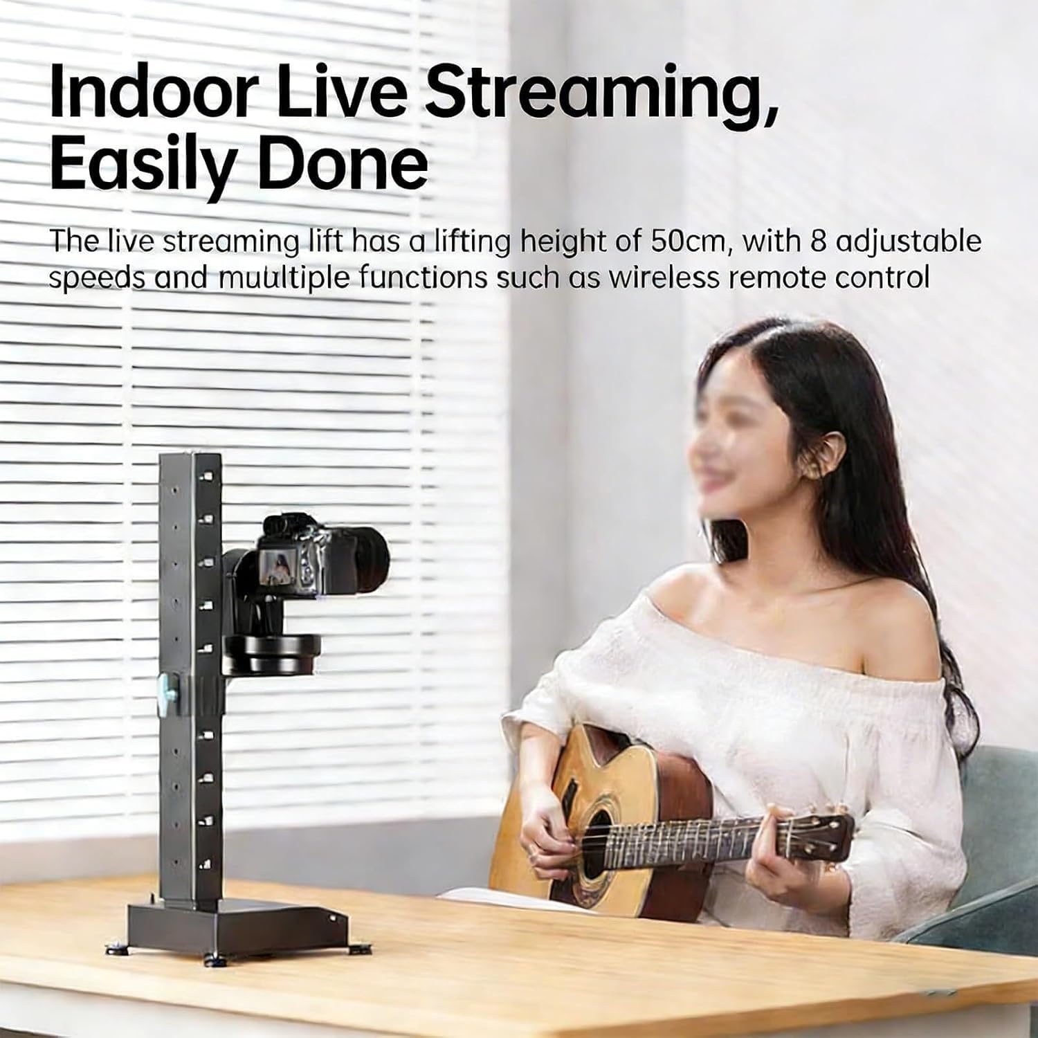 Slider motorizzato per fotocamera, con telecomando, sollevamento automatico pan-tilt, 10 altezze preimpostate, capacità di carico 10 kg, per fotografia di still life di prodotti.