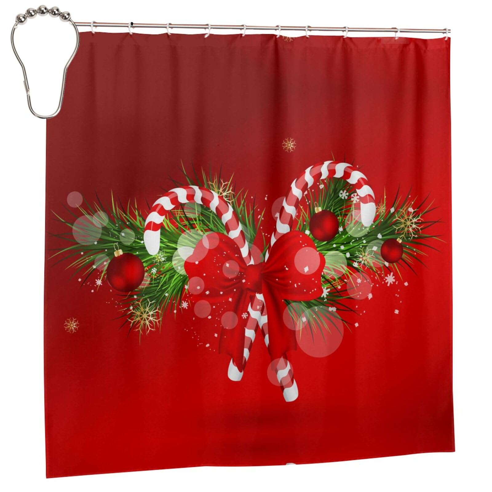 Rideau de salle de bain rouge imprimé bonbons pour décoration festive de maison