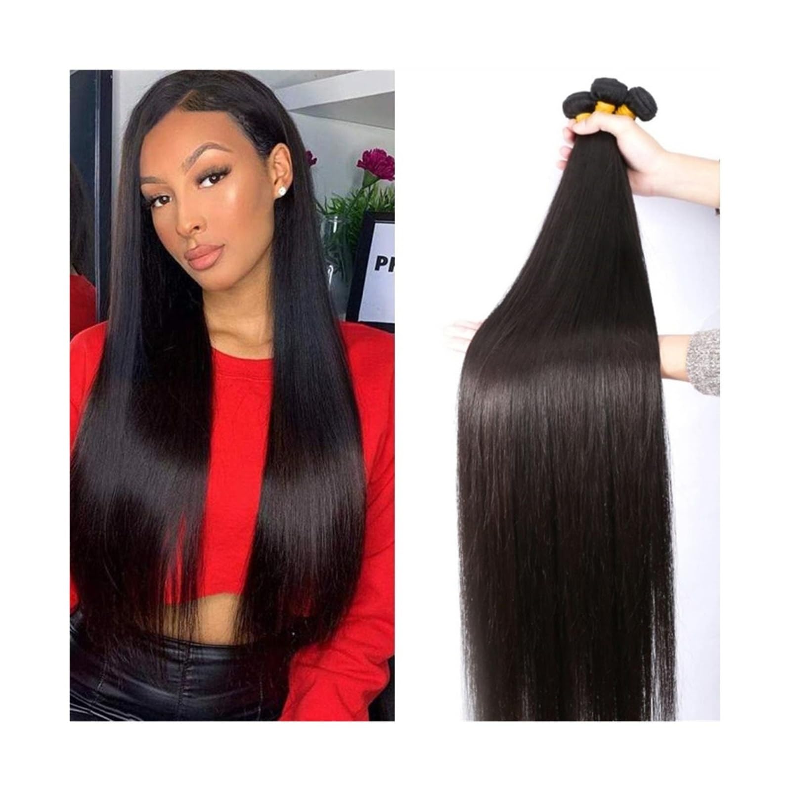 Fasci di capelli umani lisci Estensione dei capelli lisci da 8-40 pollici 1/3/4 pezzi Fasci di capelli lisci for le donne nere Estensione dei capelli indiani di Remy (Size : 34inches 1pc)