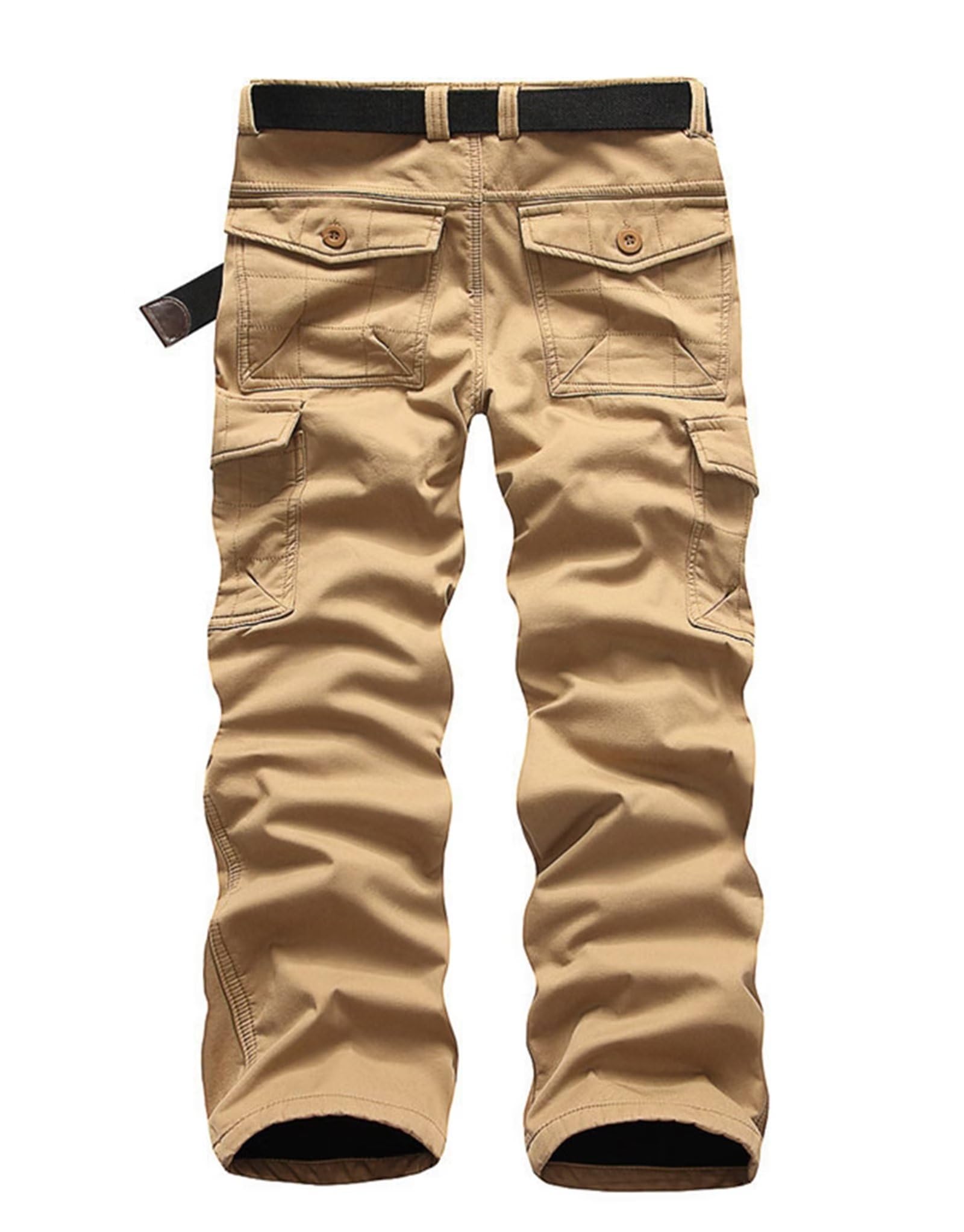 Mens Warm Fleece Lined Cargo Trousers Combat Work Trousers Thermal Pants for Hiking Walking Skiing,6 Pockets