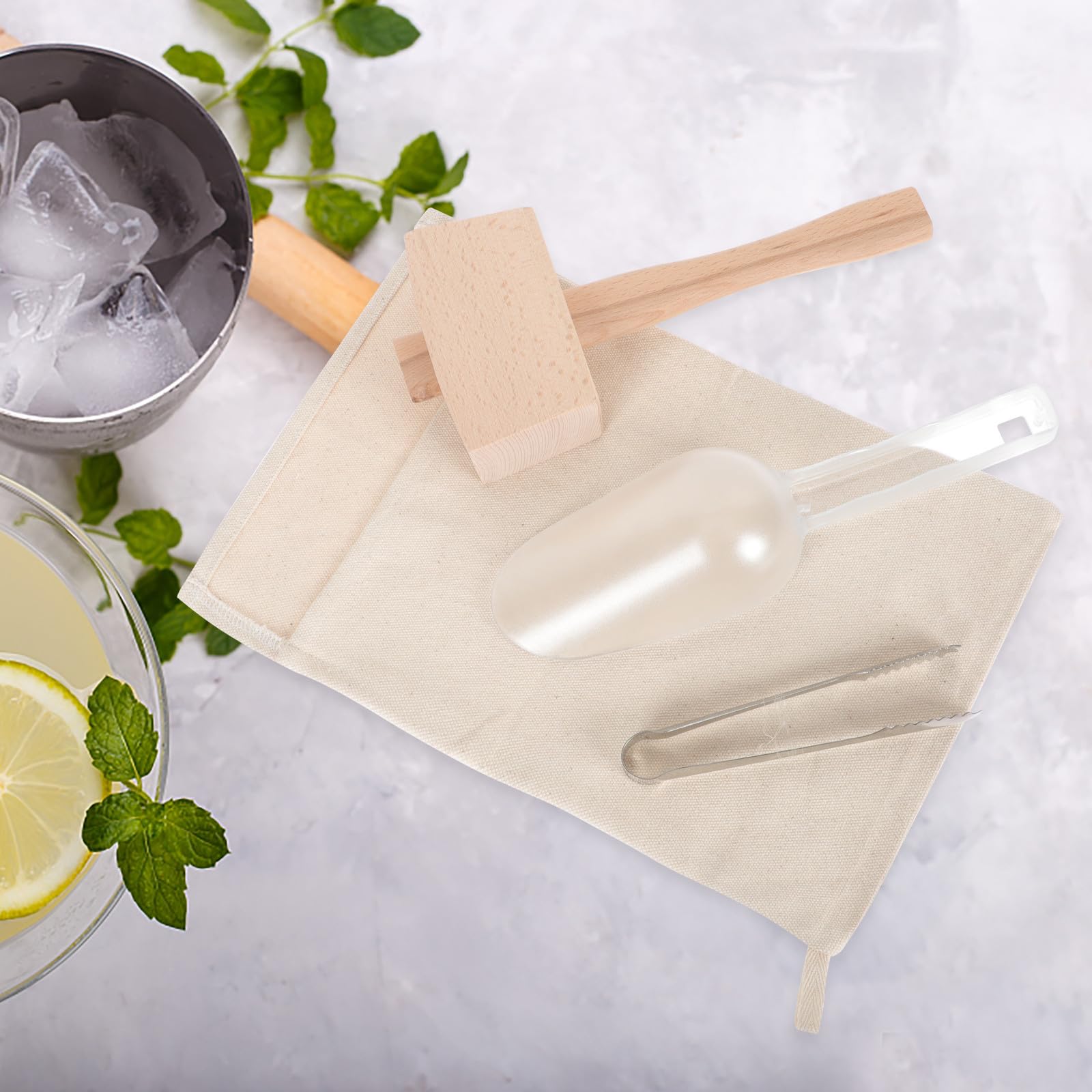 PACKOVE Juego de Accesorios para Bar Mazo de Hielo y Bolsa para Triturar Hielo, Plegable y Resistente, Adecuado para Restaurante y Tienda de Postres