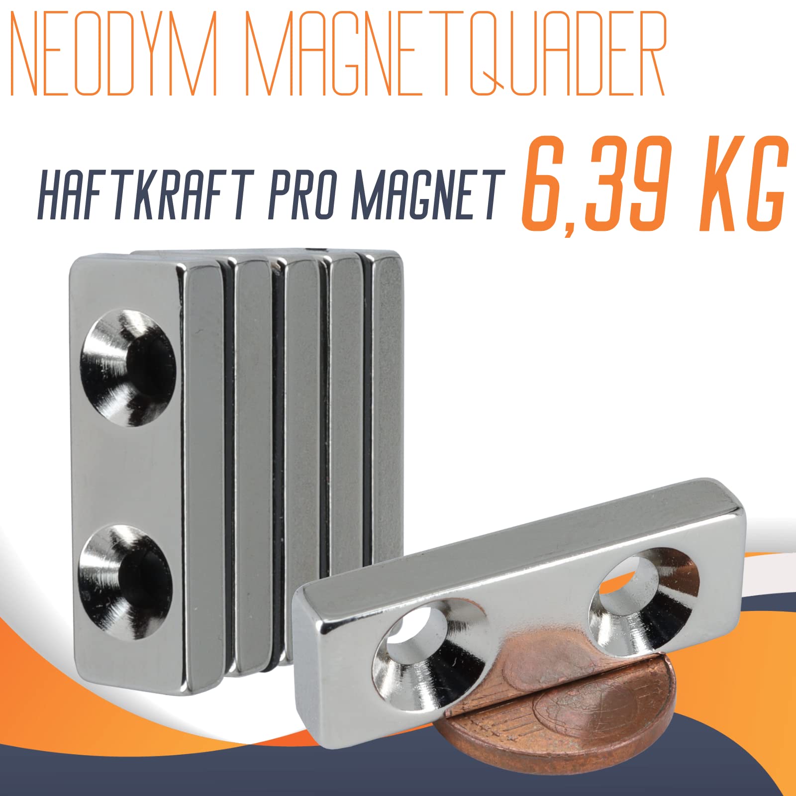 Neodym-Magnet 40 x 20 x 5 mm für Werkzeugordnung zum Anschrauben, 1,29 Neodym-Magnet 40 x 20 x 5 mm für Werkzeugordnung zum Anschrauben, 1,29