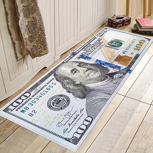 Miniatura 2 de Hundred Dollar Bills - Alfombra de pasillo larga para pasillo, 100 billetes de Estados Unidos, alfombra de área de dinero, alfombra antideslizante