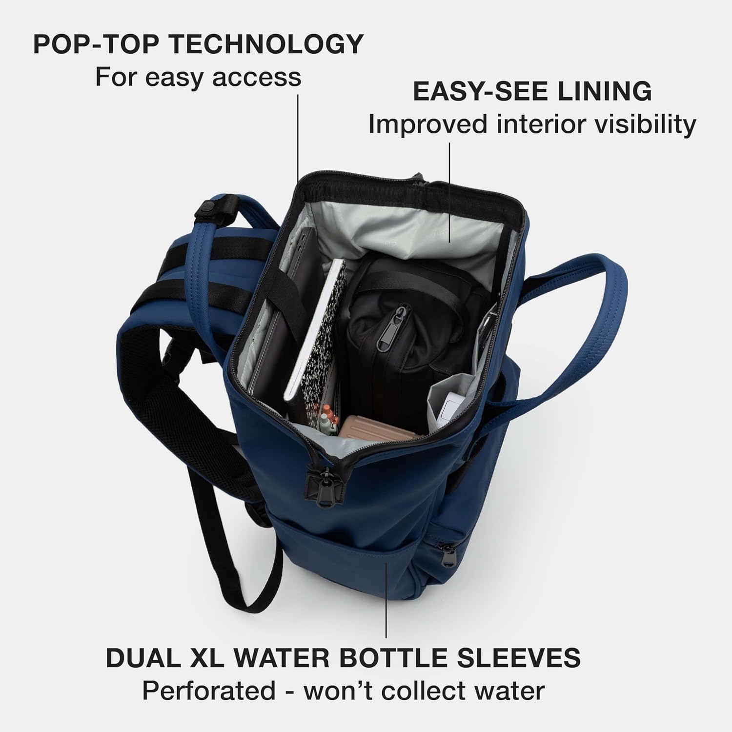 Portland Gear Cascade Backpack, Weather-Proof Construction, Perfect for Daily Use and Travel, Padded Laptop Sleeve and Adjustable Straps, Compact Size, 13.5L, Navy