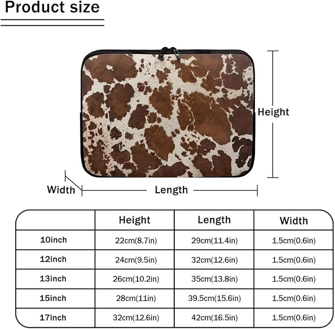 Funda para laptop 10-17 pulgadas, estampado vaca marrón - Suhoaziia miniatura 7