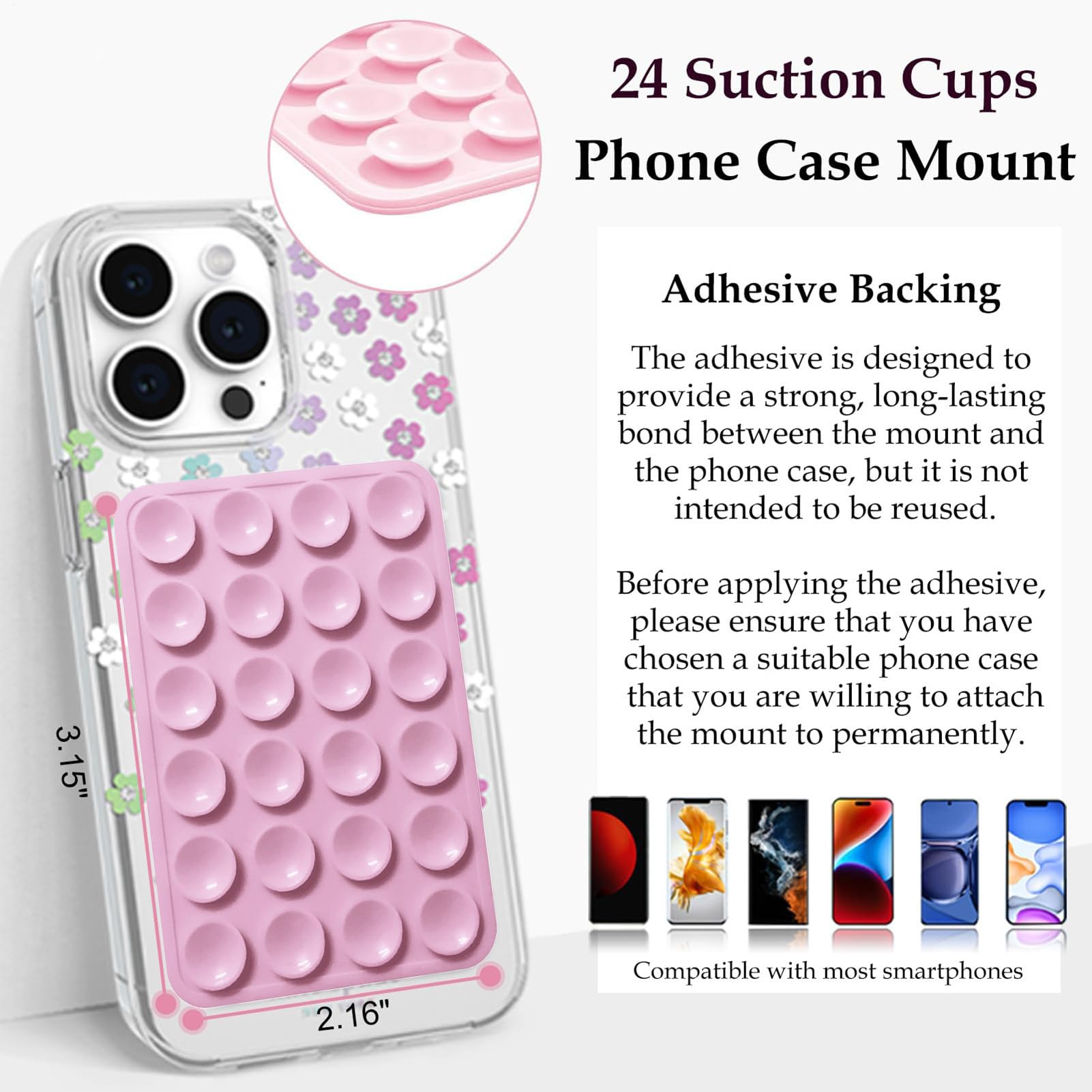 Grip Adesivo Per Telefono Supporto a in silicone universale, lavabile, | Supporto Adesivo in Silicone per Cellulare Anello Da Per Cucina