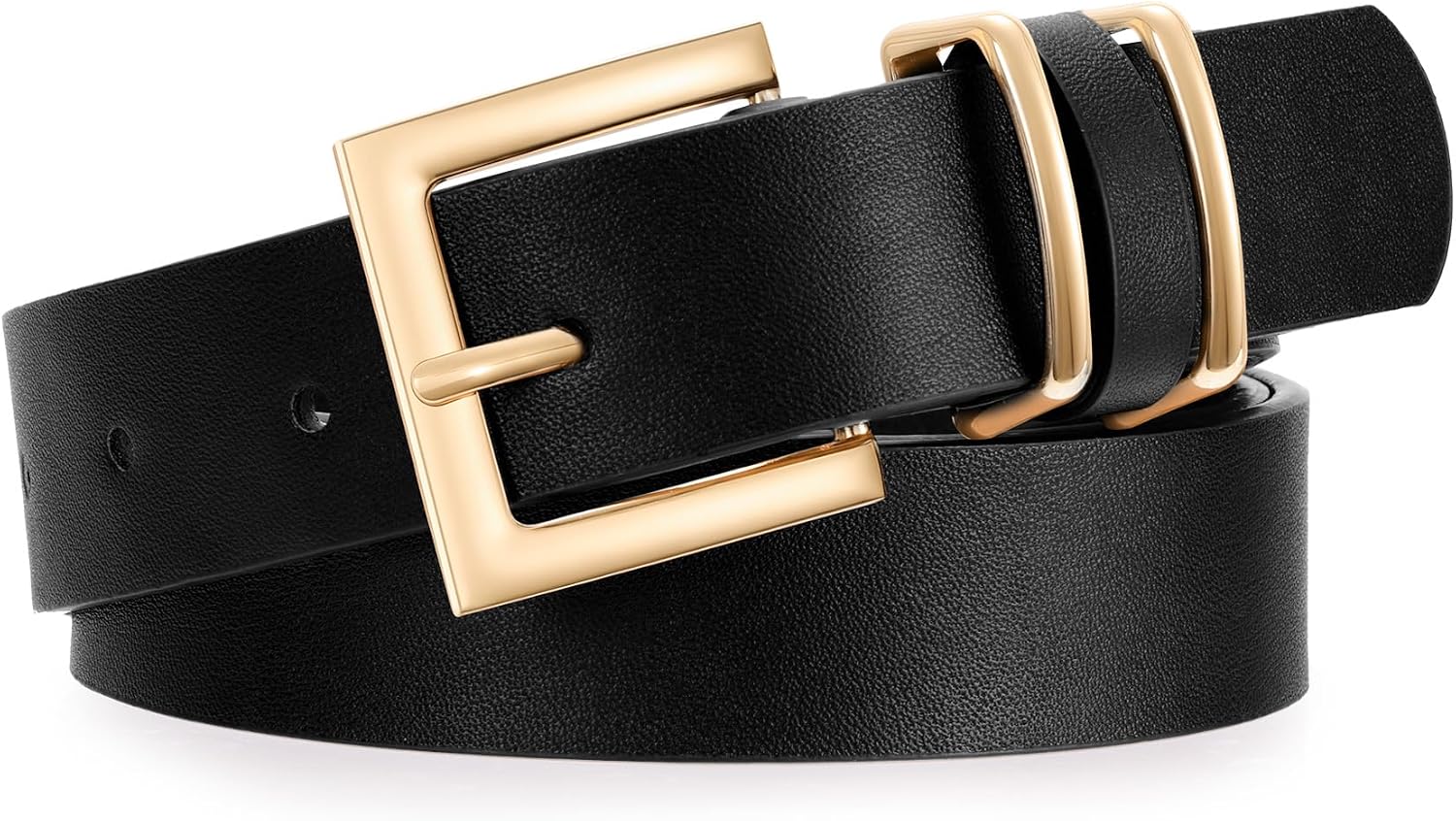 XZQTIVE Women Leather Belt with Square Gold Buckle – Fashion Waist Belt for Jeans, Pants and Dresses