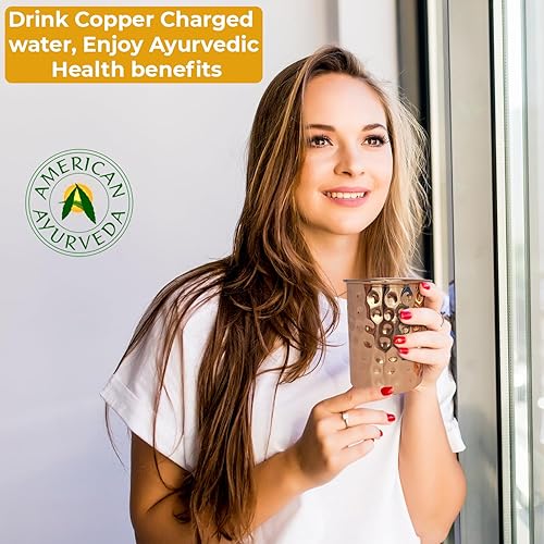 Miniatura 7 de A American Ayurveda - Vasos hechos a mano de alta calidad, sin forro, 99% cobre puro, vasos Moscow Mule, diseño minimalista (paquete de 4, 99%