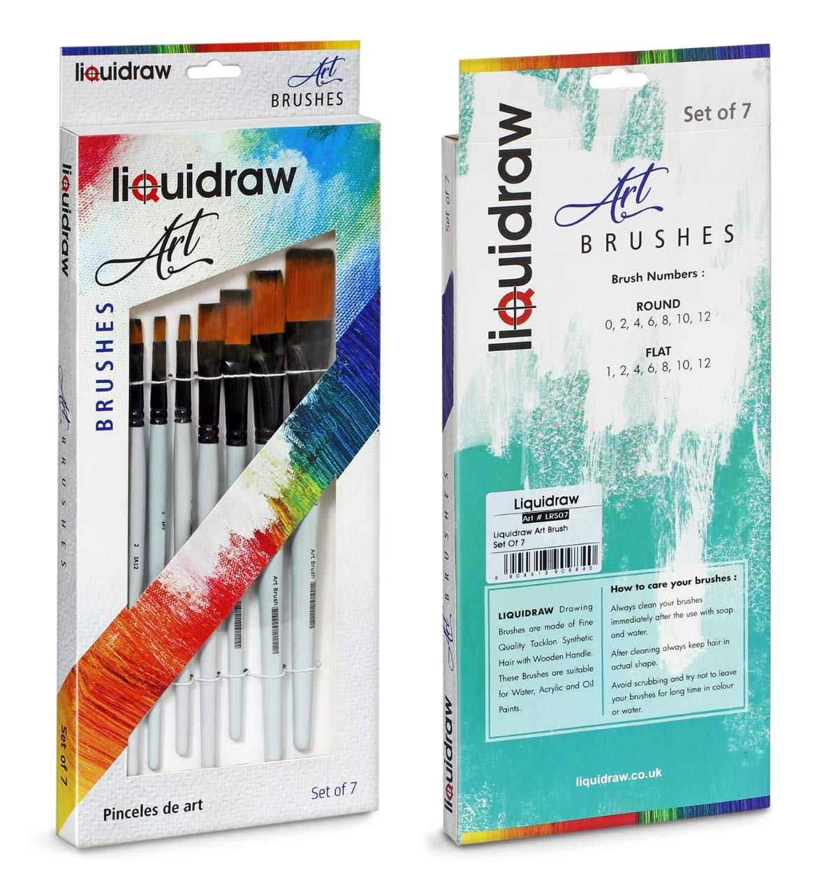 Liquidraw Paint Brushes Set Art Brushes For Acrylic, Oil & Watercolour Painting Palette Professional Artist Quality (Flat)