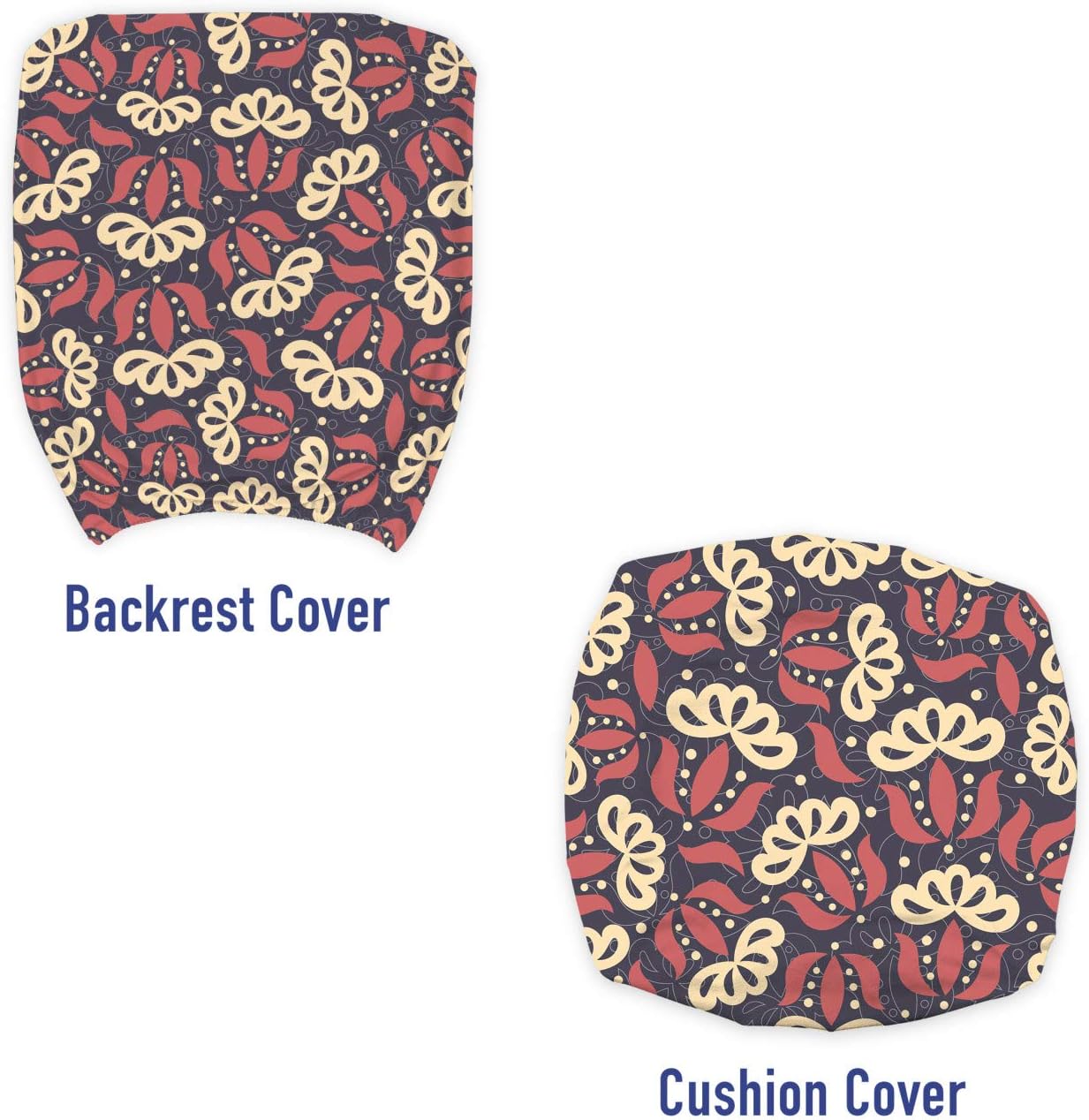 Ambesonne Floral Office Chair Slipcover, Simplistic Foliage Silhouettes Illustration with Botanical Themes, Protective Stretch Decorative Fabric Cover, Standard Size, Blue Coral