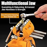 Vista 2 de MAXMAN Tornillo de banco de 3 pulgadas, abrazadera de banco resistente para el hogar con base giratoria de 360°, tornillo de mesa de acero fundido