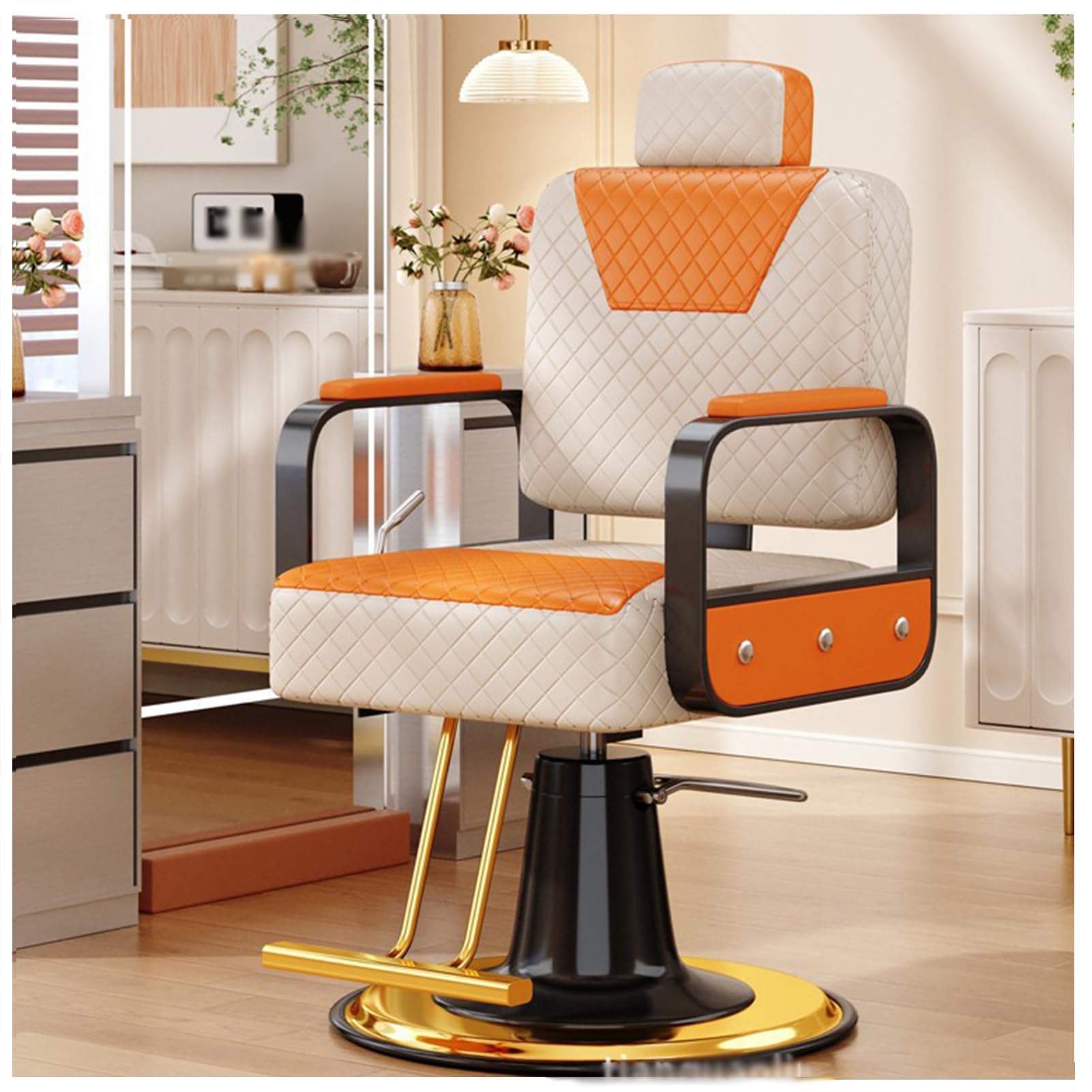 OZBMA Salon Barber Chair, Professional Classic Hydraulic Reclining Hairdressing 360° Swivel Shaving Haircut Styling Chairs for Beauty Spa, Tattoo Shop,Black,B (White A)
