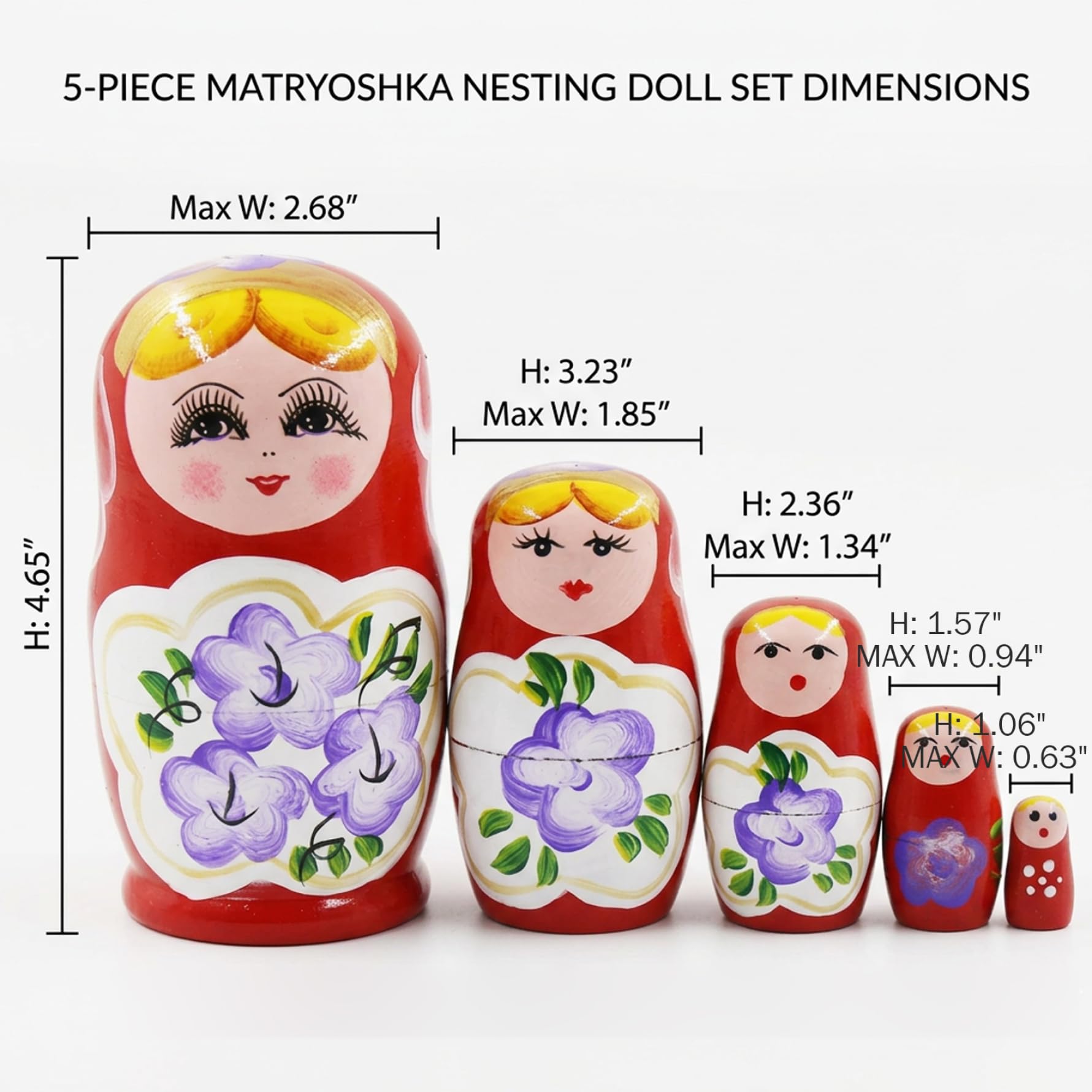 Poupées Russes Matriochka en Bois à 5 Couches, décoration Traditionnelle pour Enfants, Cadeau