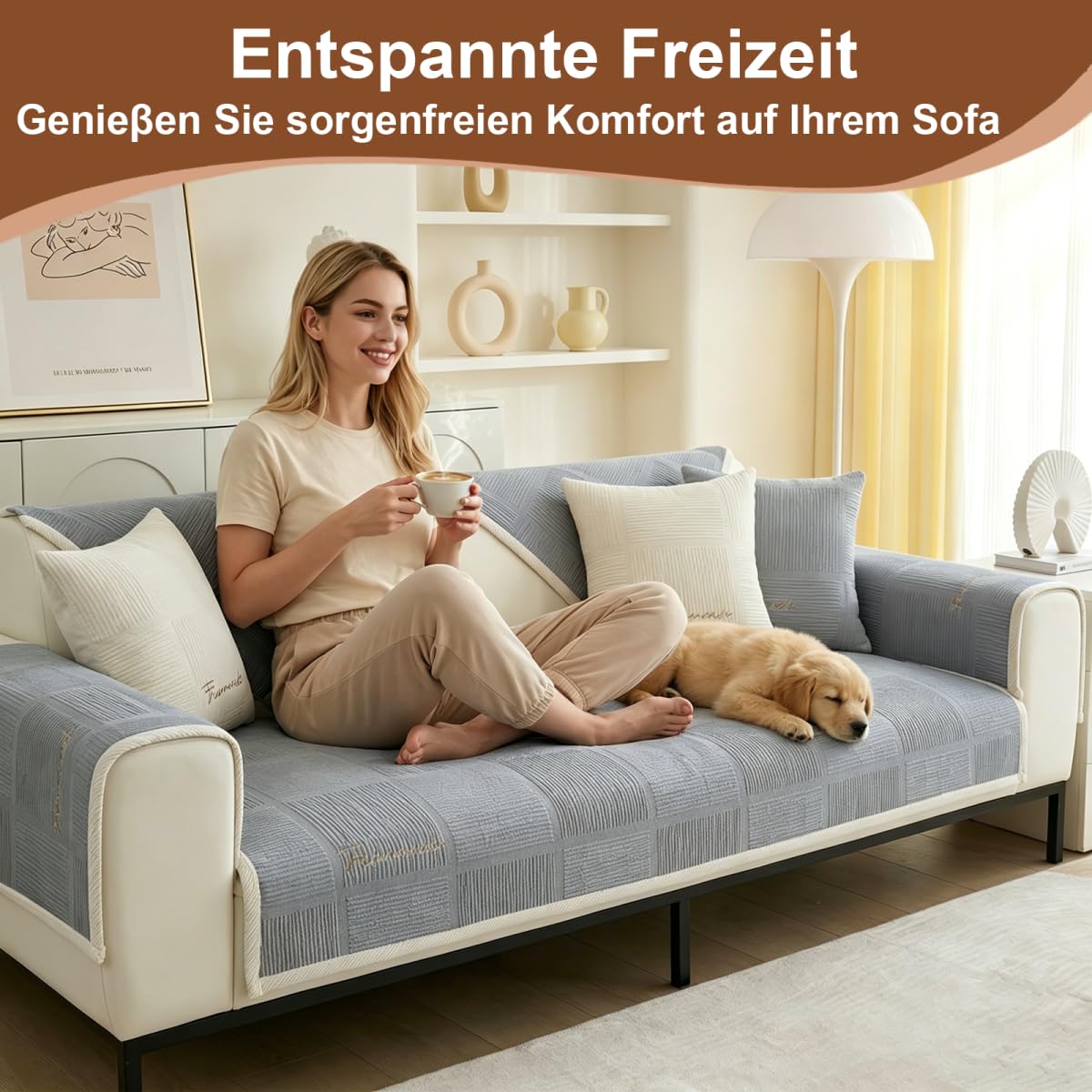 Universelle Sofa Überzug, Sofadecken für Sitzfläche, Sofaschoner rutschfest, L/U Form Sofaüberwurf, Sofa Cover, Sofabezug Ecksofa,Grau,90x160cm