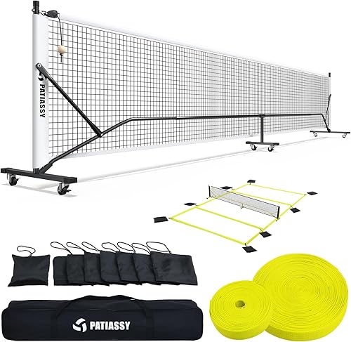 Miniatura 8 de Juego de red de pickleball con kit de marcado de cancha y ruedas, juego portátil de pickleball de 22 pies de tamaño reglamentario para entrada al