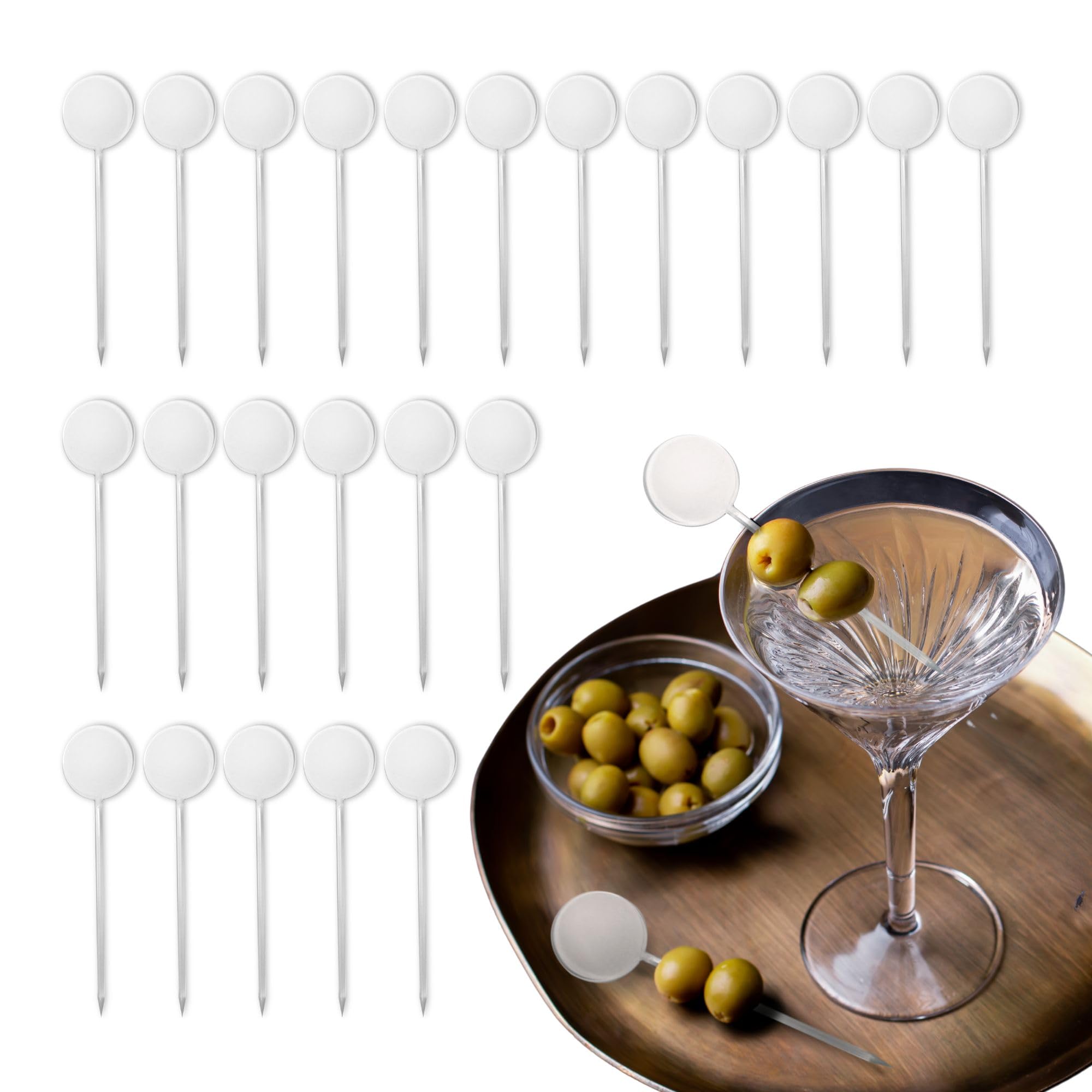 500 Pcs Cocktail Picks Disk Top Prism 7.62cm (3") - Sleek, Stylish Garnish for Cocktails, Perfect Plastic Toothpicks for Appetizers & Drinks,
