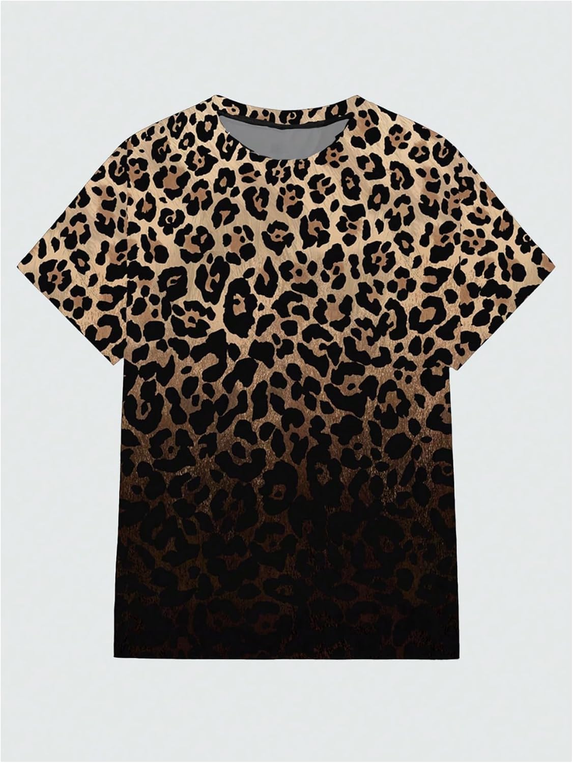 Men's Leopard Print T Shirts Y2K Cheetah Crew Neck Short Sleeve Tees Vintage Tops Trendy Clubwear - Image 3
