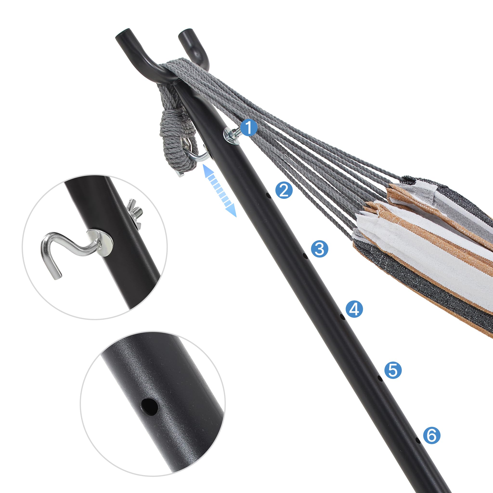 Mondeer Hamaca con Soporte, Hamaca de Camping al Aire Libre, Jardín, Hamaca de Tela Individual con Marco de Metal con Bolsa de Transporte Portátil y Accesorios, Carga de 200 Kg