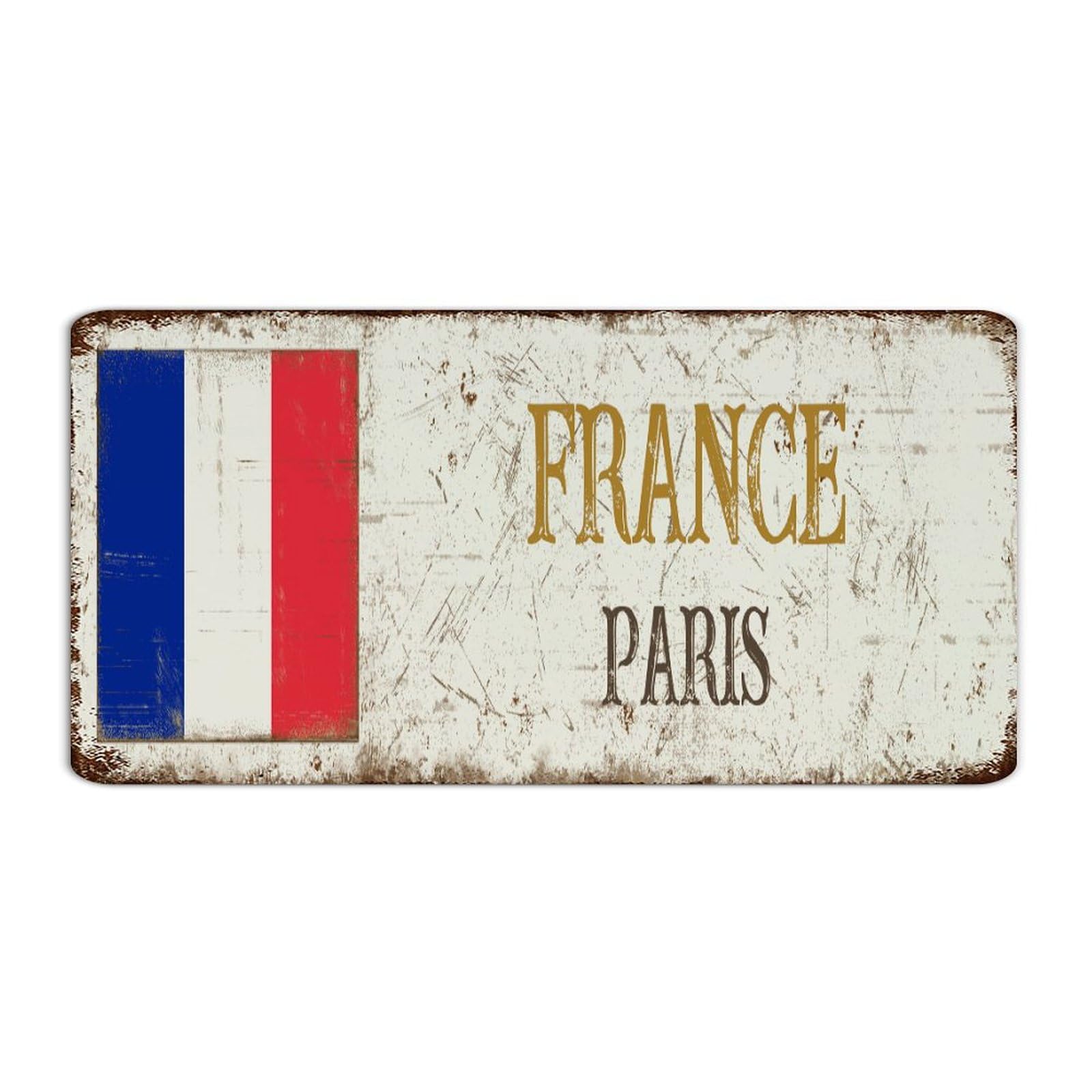Targa In Metallo Vintage Con Bicicletta, Fiori E Torre Eiffel - Decorazione Da Parete 30,5x20,3 Cm