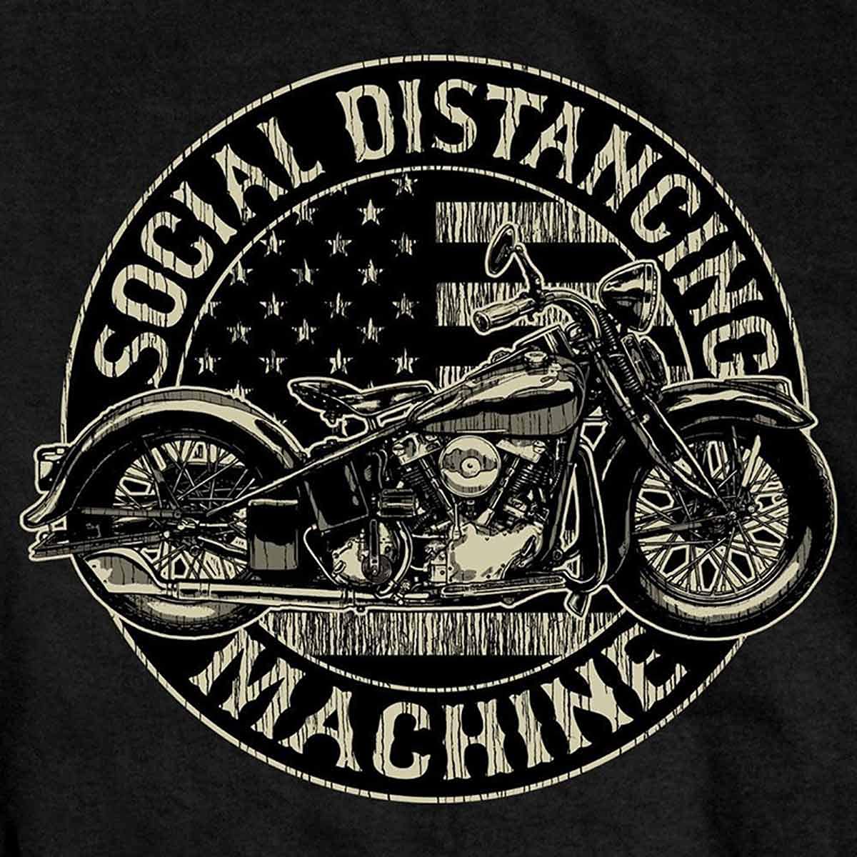 Hot Leathers GMS1475 Men's Social Distancing Machine Black Short Sleeve T-Shirt - Medium