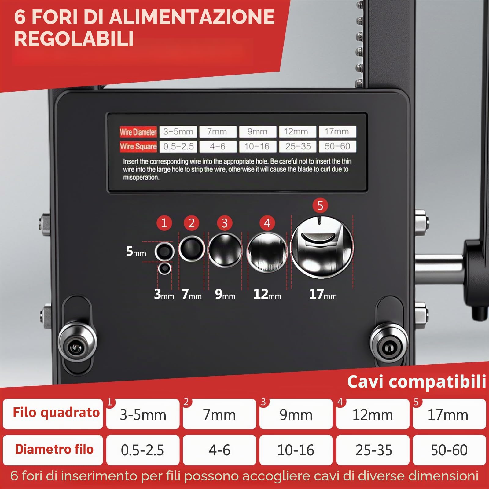 Macchina Spellacavi Automatico Manuale Elettrico 2 Modalità, Spela Cavo Elettrico Manuale per Cavo da 3-17 mm, Bekasa Macchina Spelafili con 6 Canali e 5 Lame,per Il Riciclaggio dei Fili di Scarto