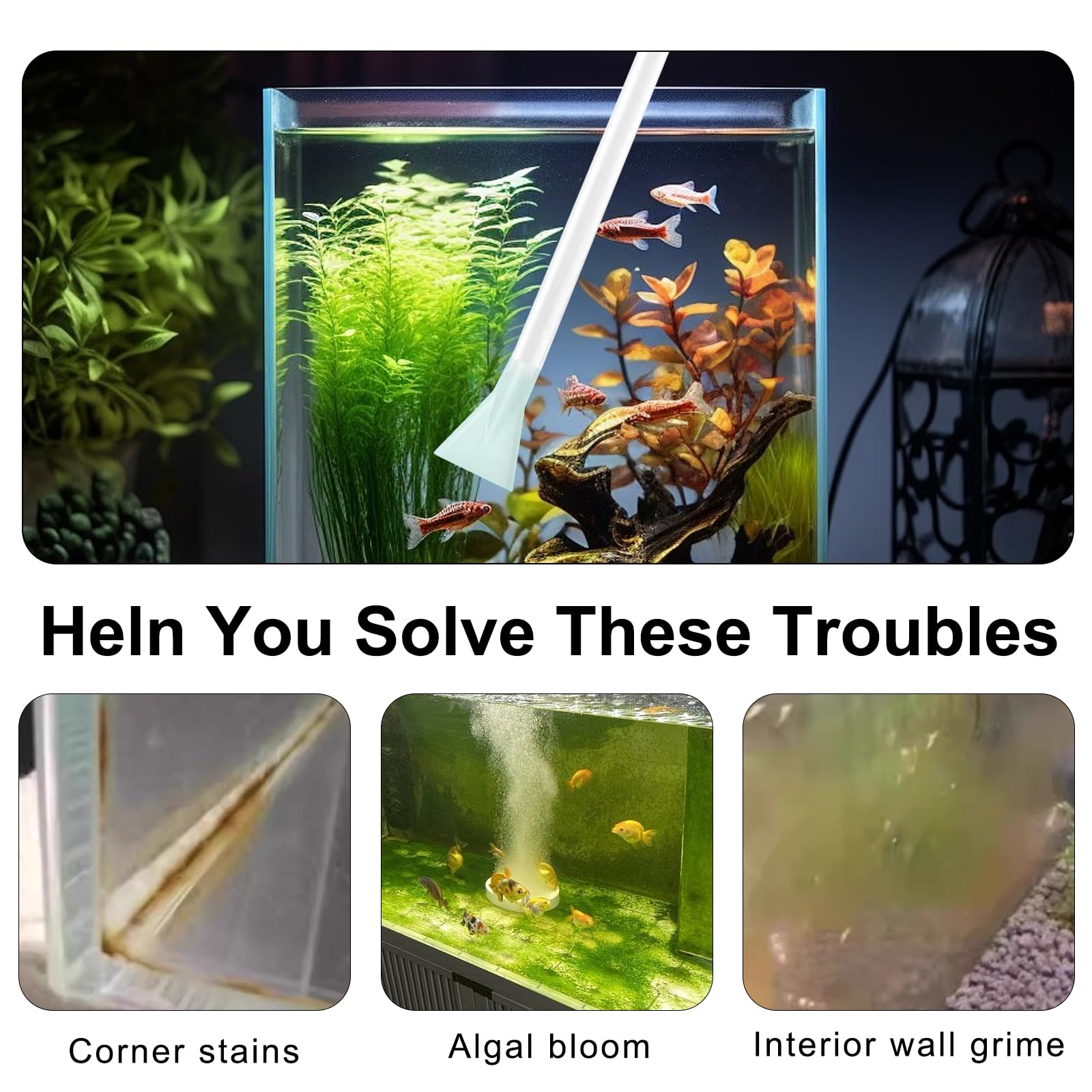 Aquarium Reinigungsset Aquarium Wasserwechsel Aquariumbodensauger AquariumSauger Handpumpe mit Reinigungs-Scheuerschwamm/-Bürste für AquariumWasserwechsel und Filter Sandreinigung