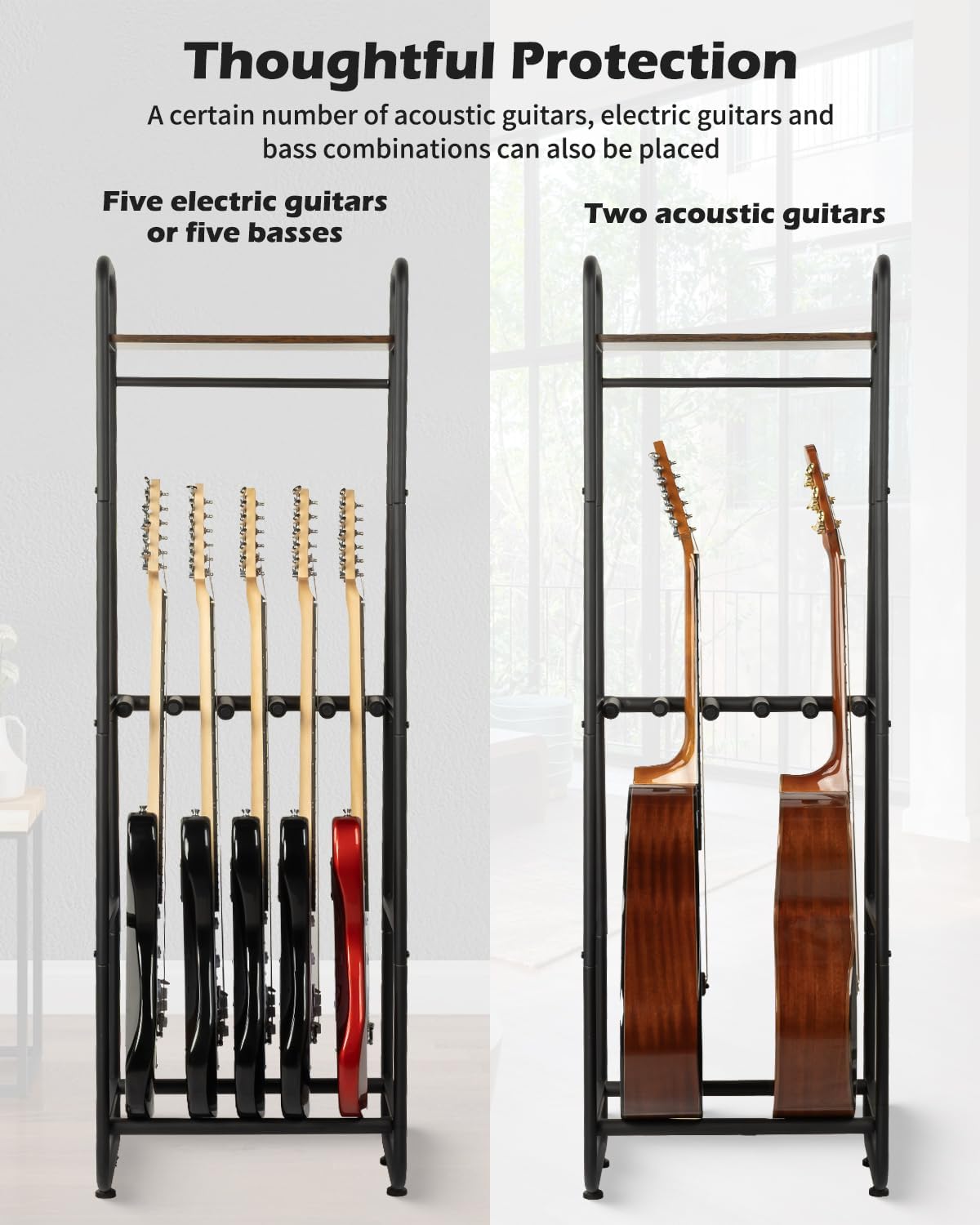 STRICH SMT-50 rack showing capacity for five electric guitars or two acoustic guitars.