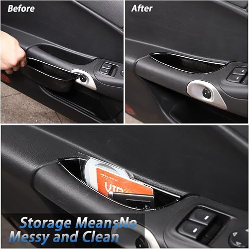 Miniatura 6 de LLKUANG Caja de almacenamiento para manija de puerta de automóvil compatible con Chevrolet Corvette C6 2005-2013, reposabrazos de puerta principal