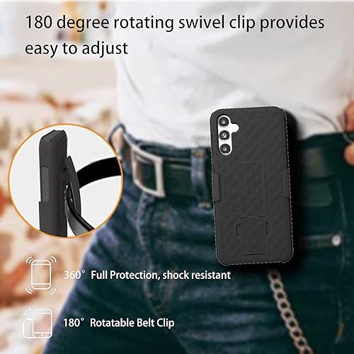 Miniatura 3 de Ailiber Funda para Samsung Galaxy A14 5G, Galaxy A14 5G con protector de pantalla, clip giratorio para cinturón, soporte de soporte, carcasa delgada