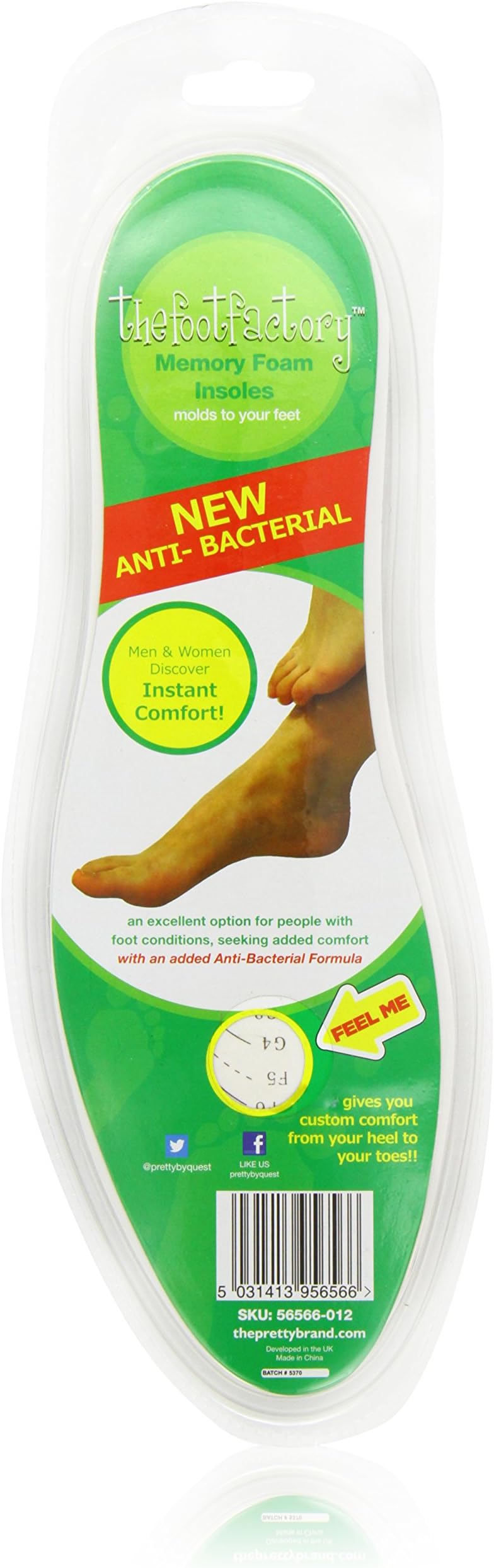 The Foot Factory Memory Anti Bacterial Foam Insoles