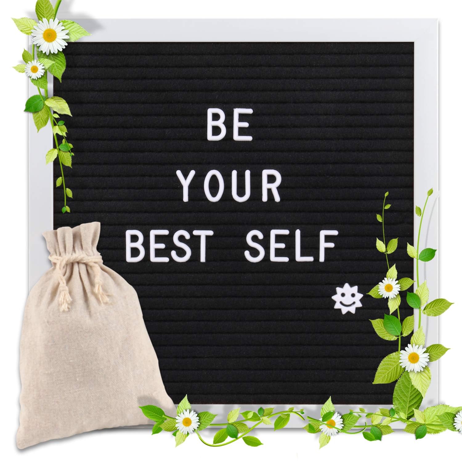 One94Store 10x10 Inch Letter Board with 136 Changeable Letters & Numbers – Wall Mount Message Board, Plastic Frame, Felt Word Board for Home, Office, Café & Room Décor (Black)