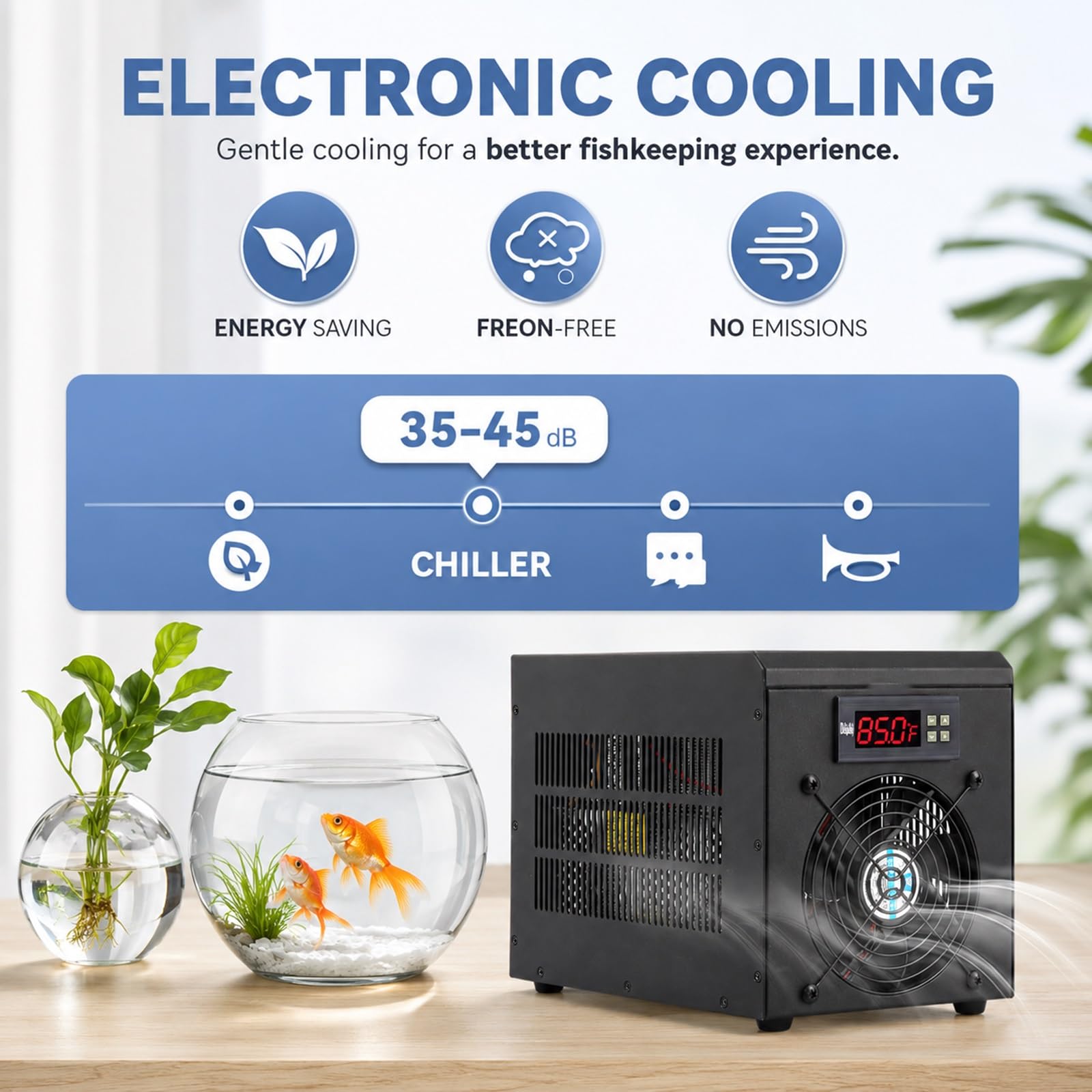 Enfriador De Agua Para Acuarios De 60L, Sisteme De Refrigeración Ultrasilencioso, Unidad De Enfriamiento Electrónica Para Ajolotes, Arrecifes De Coral, Camarones, Cría De Peces E Hidroponía