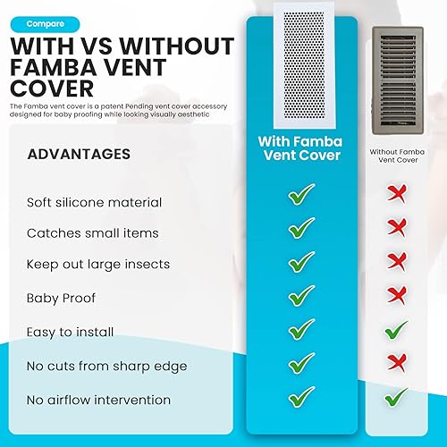 Miniatura 6 de Famba Cubierta de ventilación a prueba de bebés para el piso del hogar, cubierta de ventilación de piso de silicona suave a prueba de niños, atrapa