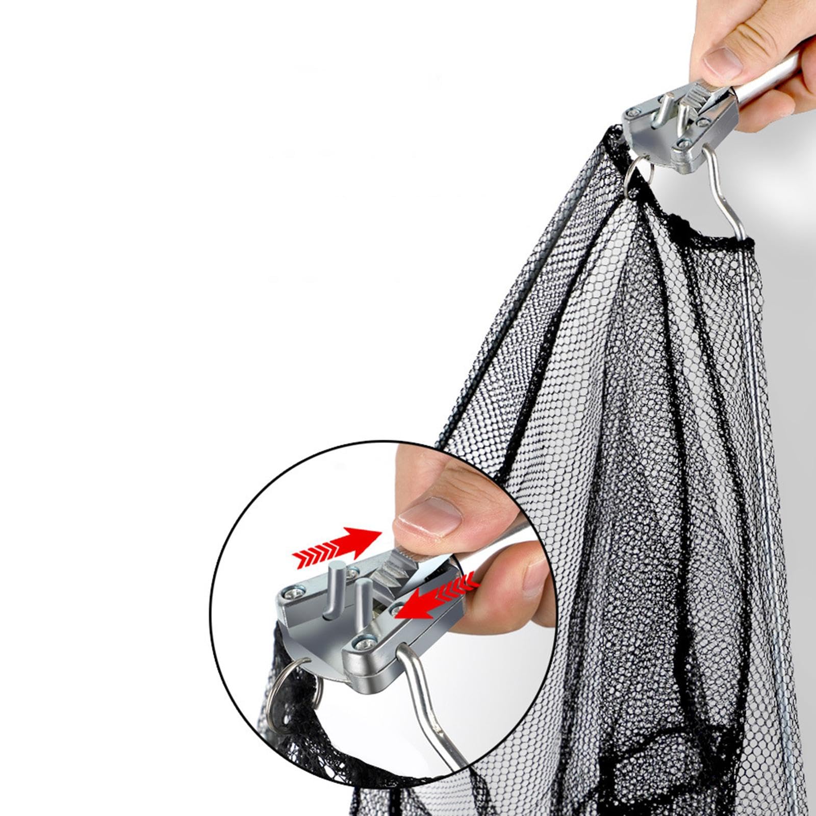 Red de Pesca con Mango Telescópico, Red de Malla Plegable de Acero Inoxidable, Accesorio de Pesca Portátil, Mango Ergonómico, Adecuado para