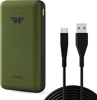 URBN 20000 mAh 22.5W Super Fast Charging Ultra Compact Power Bank with 25W USB to Type C Cable (Length: 5 Feet) Quick Charge & Power Delivery, Type C Input/Output, BIS Certified, Made in India (Camo)