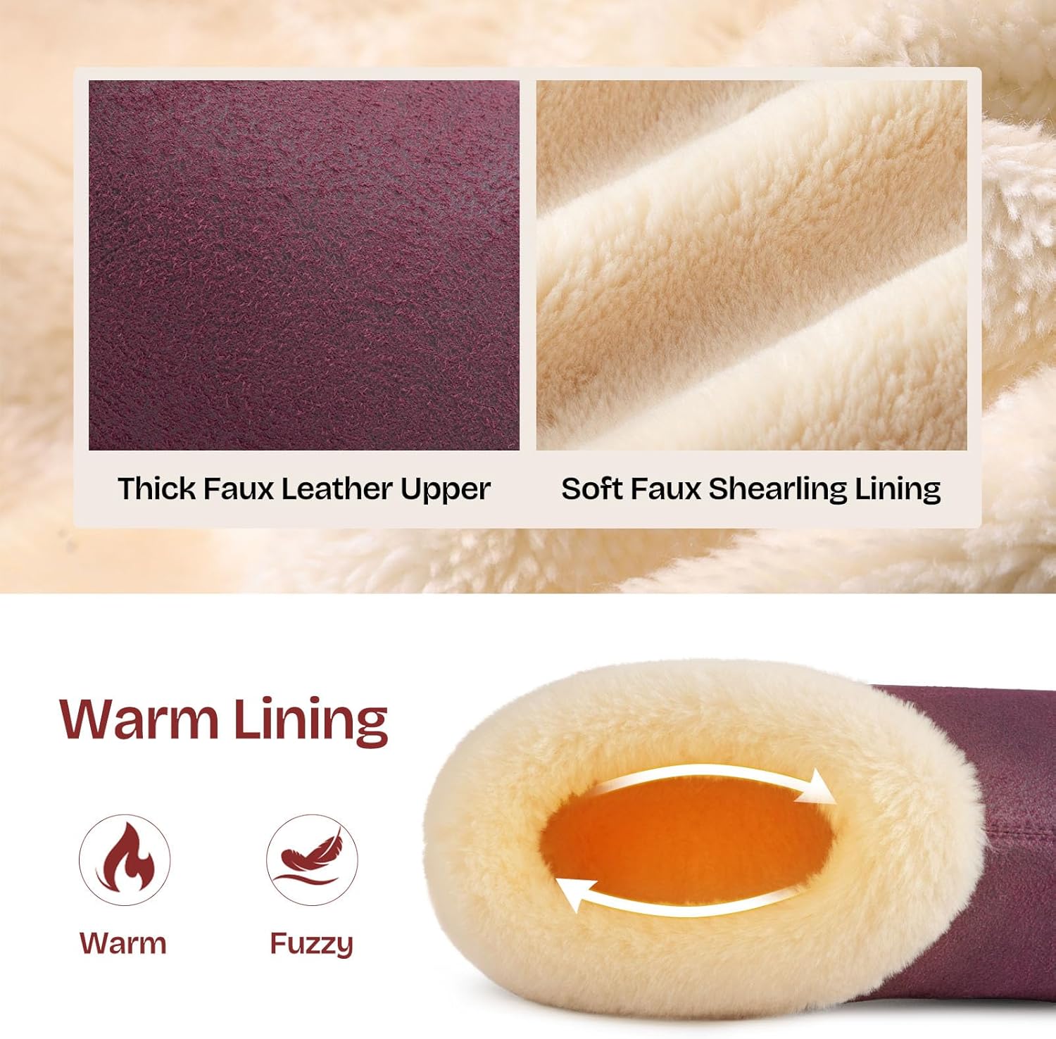 EverFoams Women's Microsuede Cozy Memory Foam Winter Slippers with Fuzzy Faux Fur Collar and Indoor Outdoor Rubber Sole - Image 4