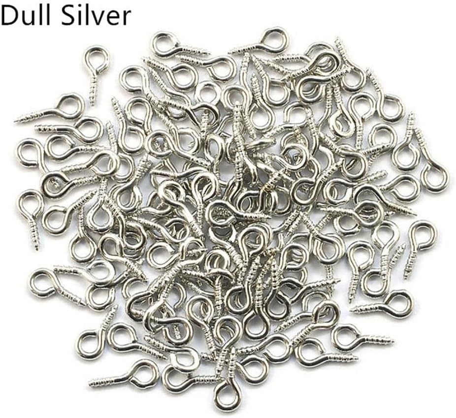 100PCS Small Eye Screw Hooks Clasps Eye Pin for Pendant Silver Eyelet Hooks Fit Drilled Beads DIY Jewelry Making(Gold,13MM)