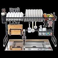 Vista 4 de Escurridor de platos y escurridor sobre el fregadero. Escurridor de platos de cocina. Estante para cubiertos. Acero inoxidable de 2 capas.