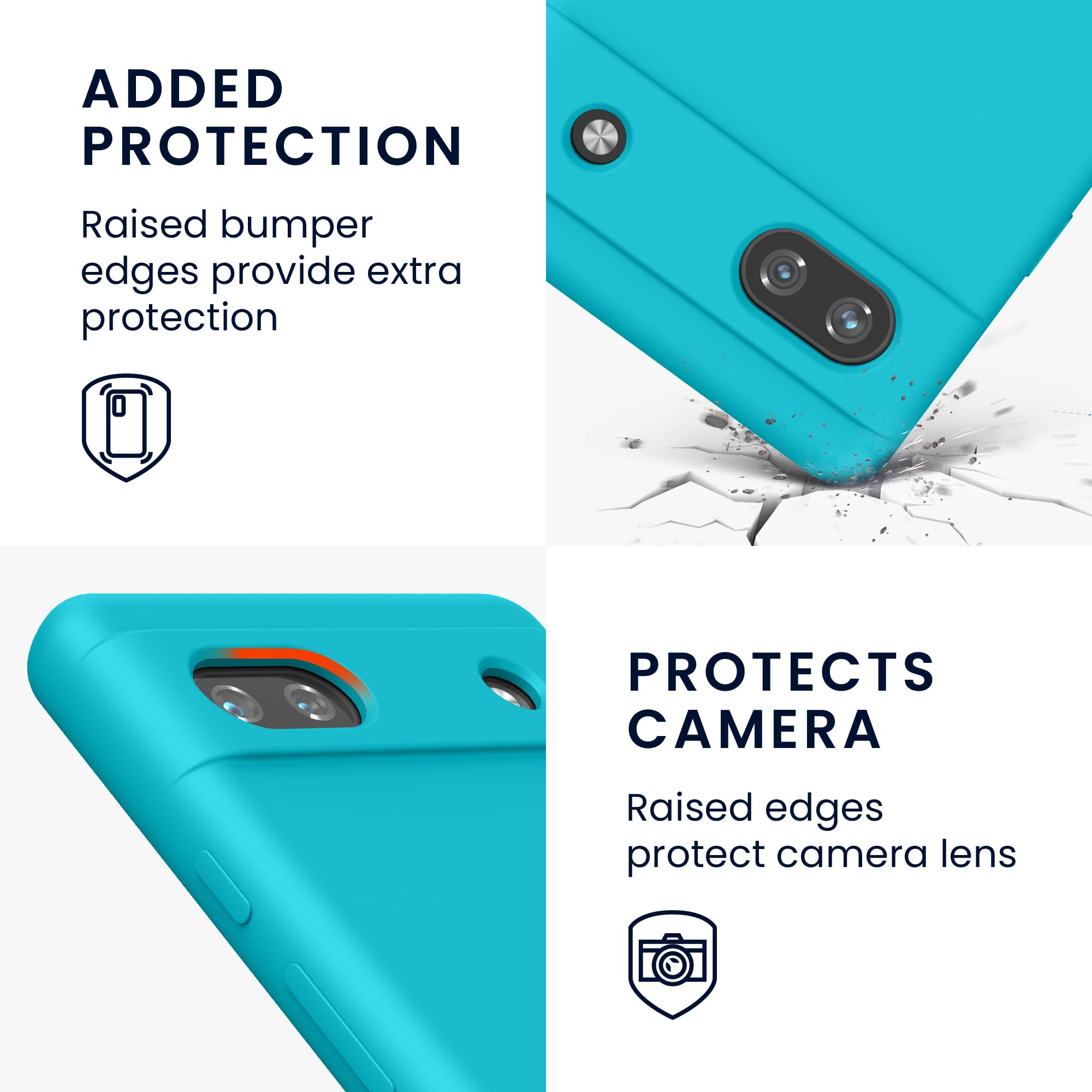 kwmobile Case Compatible with Google Pixel 6a Case - TPU Silicone Phone Cover with Soft Finish - Cool Glacier - Image 3